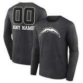 Los Angeles Chargers Personalized Name & Number Monochrome Long Sleeve T-Shirt - Charcoal T-shirts
