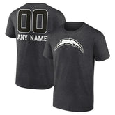 Los Angeles Chargers Personalized Name & Number Monochrome T-Shirt - Charcoal T-shirts