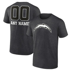 Los Angeles Chargers Personalized Name & Number Monochrome T-Shirt - Charcoal T-shirts