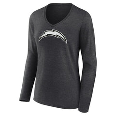 Los Angeles Chargers Women's Personalized Name & Number Monochrome V-neck T-Shirt - Charcoal T-shirts
