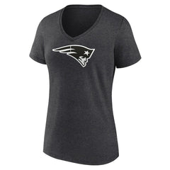 New England Patriots Women's Personalized Name & Number Monochrome V-Neck Long Sleeve T-Shirt - Charcoal T-shirts