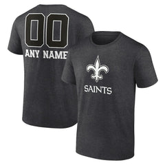 New Orleans Saints Personalized Name & Number Monochrome T-Shirt - Charcoal T-shirts