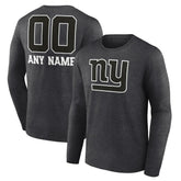 New York Giants Personalized Name & Number Monochrome Long Sleeve T-Shirt - Charcoal T-shirts
