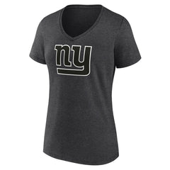 New York Giants Women's Personalized Name & Number Monochrome V-Neck Long Sleeve T-Shirt - Charcoal T-shirts