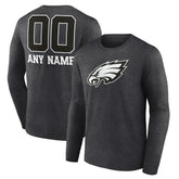 Philadelphia Eagles Personalized Name & Number Monochrome Long Sleeve T-Shirt - Charcoal T-shirts