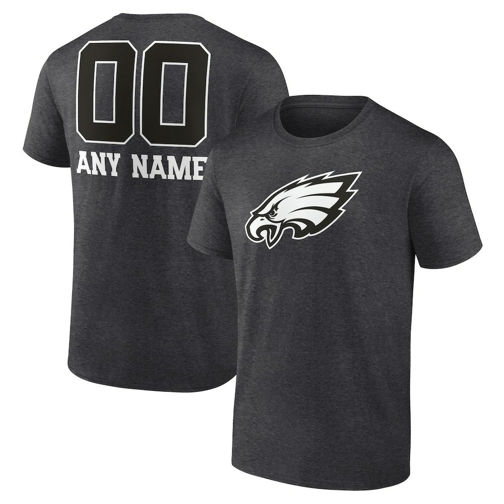 Philadelphia Eagles Personalized Name & Number Monochrome T-Shirt - Charcoal T-shirts