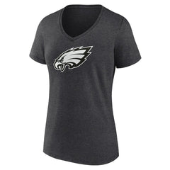 Philadelphia Eagles Women's Personalized Name & Number Monochrome V-Neck Long Sleeve T-Shirt - Charcoal T-shirts