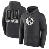 Pittsburgh Steelers Personalized Name & Number Monochrome Pullover Hoodie - Charcoal Hoodies