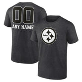 Pittsburgh Steelers Personalized Name & Number Monochrome T-Shirt - Charcoal T-shirts