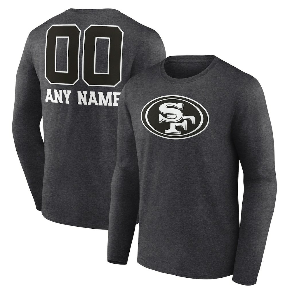 San Francisco 49ers Personalized Name & Number Monochrome Long Sleeve T-Shirt - Charcoal T-shirts