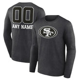 San Francisco 49ers Personalized Name & Number Monochrome Long Sleeve T-Shirt - Charcoal T-shirts