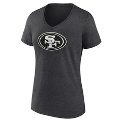 San Francisco 49ers Women's Personalized Name & Number Monochrome V-Neck Long Sleeve T-Shirt - Charcoal T-shirts