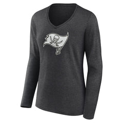 Tampa Bay Buccaneers Women's Personalized Name & Number Monochrome V-neck T-Shirt - Charcoal T-shirts