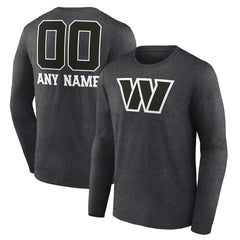Washington Commanders Personalized Name & Number Monochrome Long Sleeve T-Shirt - Charcoal T-shirts