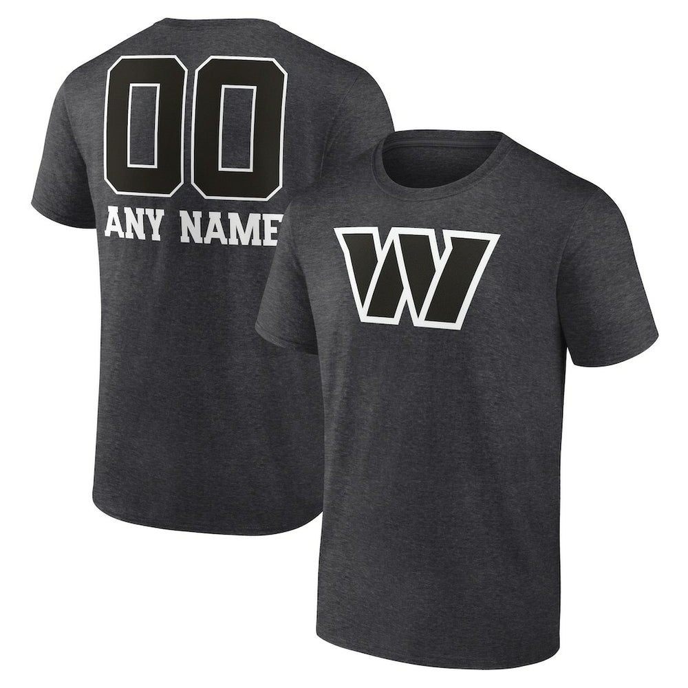 Washington Commanders Personalized Name & Number Monochrome T-Shirt - Charcoal T-shirts