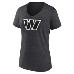 Washington Commanders Women's Personalized Name & Number Monochrome V-Neck Long Sleeve T-Shirt - Charcoal T-shirts