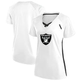 Las Vegas Raiders Women's Plus Size Glitter Lace-Up V- Neck T-Shirt - Neck T-Shirt - White T-shirts