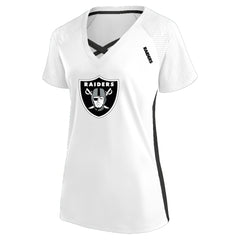 Las Vegas Raiders Women's Plus Size Glitter Lace-Up V- Neck T-Shirt - Neck T-Shirt - White T-shirts