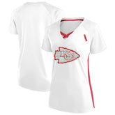 Kansas City Chiefs Women's Plus Size Glitter Lace-Up V- Neck T-Shirt - Neck T-Shirt - White T-shirts