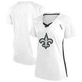 New Orleans Saints Women's Plus Size Glitter Lace-Up V- Neck T-Shirt - Neck T-Shirt - White T-shirts