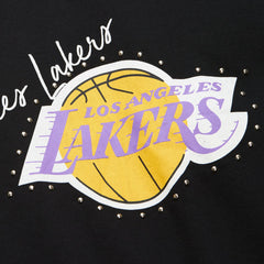 Los Angeles Lakers Women's Hardwood Classics Home Team Pullover Sweatshirt Black - Mitchell & Ness