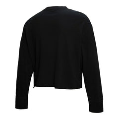 New York Knicks Women's Hardwood Classics Studded Boxy Cropped Long Sleeve T-Shirt Black - Mitchell & Ness