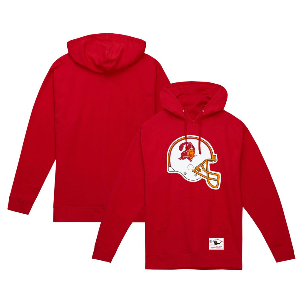 Tampa Bay Buccaneers Helmet Logo Vintage Pullover Hoodie - Red Hoodies