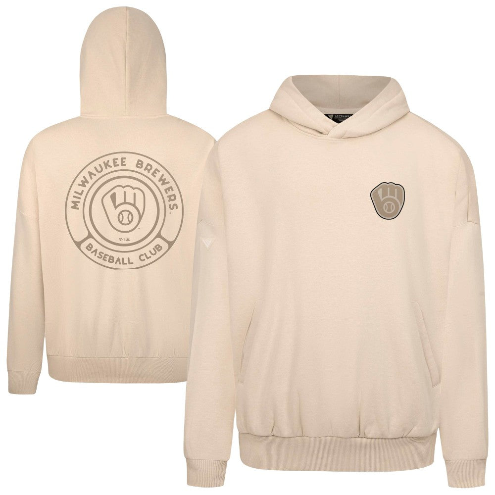 Milwaukee Brewers Levelwear Contact Oversized Pullover Hoodie - Khaki Hoodies