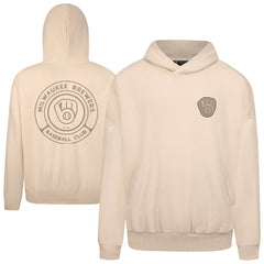 Milwaukee Brewers Levelwear Contact Oversized Pullover Hoodie - Khaki Hoodies