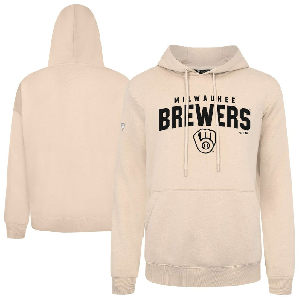 Milwaukee Brewers Levelwear Podium Team Arch Pullover Hoodie - Khaki Hoodies
