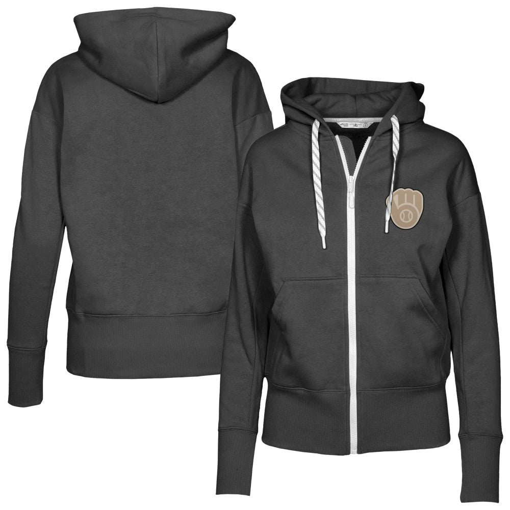 Milwaukee Brewers Levelwear Women's Gardinia Full-Zip Hoodie - Black Hoodies