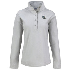 Carolina Panthers Cutter & Buck Women's Hunts Point Eco Half-Snap Sweatshirt - Gray Sweatshirts