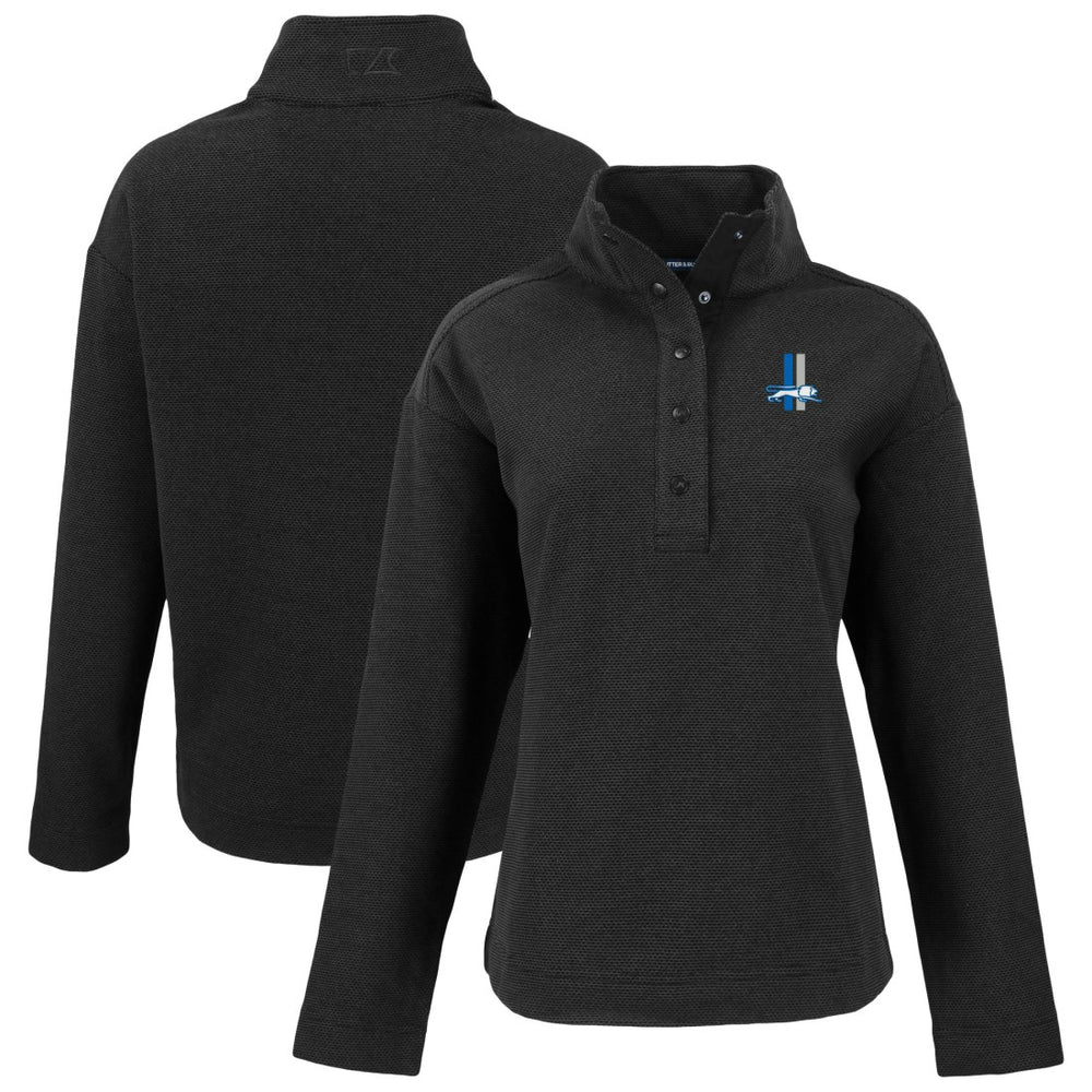 Detroit Lions Cutter & Buck Women's Hunts Point Eco Half-Snap Sweatshirt - Black Sweatshirts