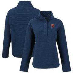 Chicago Bears Cutter & Buck Women's Hunts Point Eco Half-Snap Sweatshirt - Navy Sweatshirts