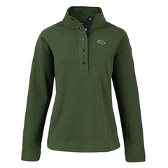 Denver Broncos Cutter & Buck Women's Hunts Point Eco Half-Snap Sweatshirt - Green Sweatshirts
