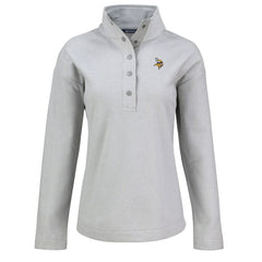 Minnesota Vikings Cutter & Buck Women's Hunts Point Eco Half-Snap Sweatshirt - Gray Sweatshirts