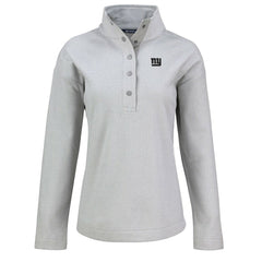 New York Giants Cutter & Buck Women's Hunts Point Eco Half-Snap Sweatshirt - Gray Sweatshirts