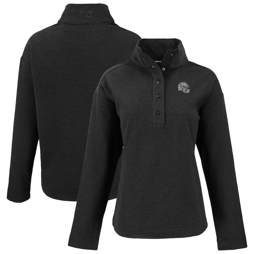 Las Vegas Raiders Cutter & Buck Women's Hunts Point Eco Half-Snap Sweatshirt - Black Sweatshirts