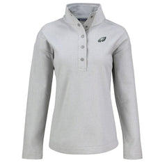 Philadelphia Eagles Cutter & Buck Women's Hunts Point Eco Half-Snap Sweatshirt - Gray Sweatshirts