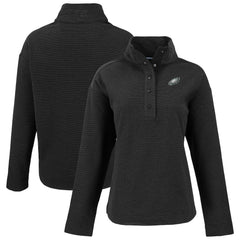 Philadelphia Eagles Cutter & Buck Women's Hunts Point Eco Half-Snap Sweatshirt - Black Sweatshirts