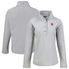 Tampa Bay Buccaneers Cutter & Buck Women's Hunts Point Eco Half-Snap Sweatshirt - Gray Sweatshirts