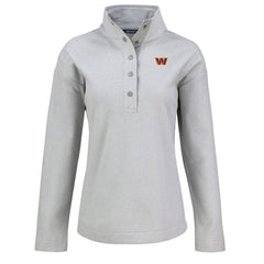 Washington Commanders Cutter & Buck Women's Hunts Point Eco Half-Snap Sweatshirt - Gray Sweatshirts