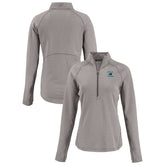Carolina Panthers Cutter & Buck Women's Peshastin Eco Fleece Recycled Tri-Blend Raglan Half-Zip Jacket - Heather Gray Jackets