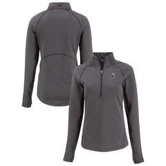 Cleveland Browns Cutter & Buck Women's Peshastin Eco Fleece Recycled Tri-Blend Raglan Half-Zip Jacket - Heather Black Jackets
