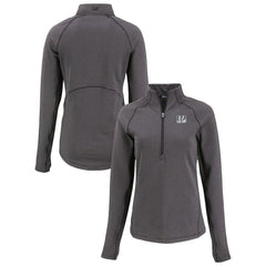 Cincinnati Bengals Cutter & Buck Women's Peshastin Eco Fleece Recycled Tri-Blend Raglan Half-Zip Jacket - Heather Black Jackets