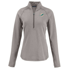 Miami Dolphins Cutter & Buck Women's Peshastin Eco Fleece Recycled Tri-Blend Raglan Half-Zip Jacket - Heather Gray Jackets