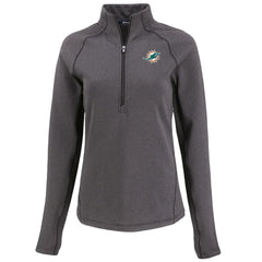 Miami Dolphins Cutter & Buck Women's Peshastin Eco Fleece Recycled Tri-Blend Raglan Half-Zip Jacket - Heather Black Jackets