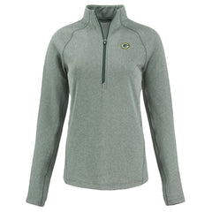 Green Bay Packers Cutter & Buck Women's Peshastin Eco Fleece Recycled Tri-Blend Raglan Half-Zip Jacket - Heather Green Jackets