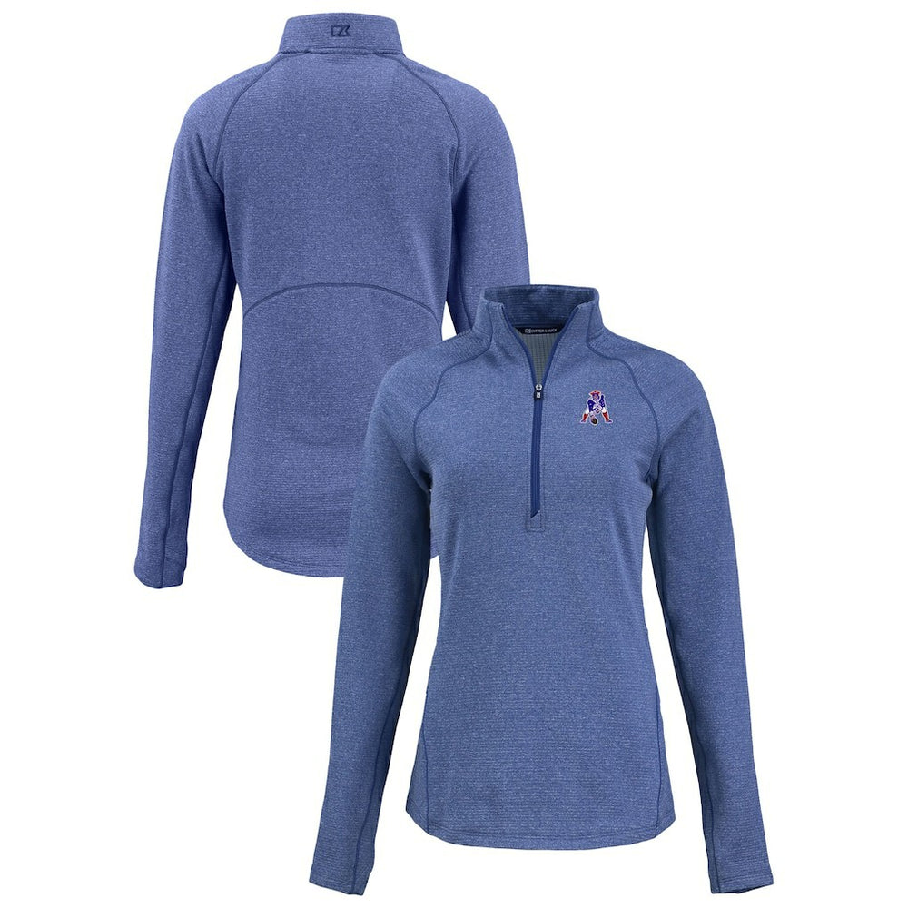 New England Patriots Cutter & Buck Women's Peshastin Eco Fleece Recycled Tri-Blend Raglan Half-Zip Jacket - Heather Royal Jackets