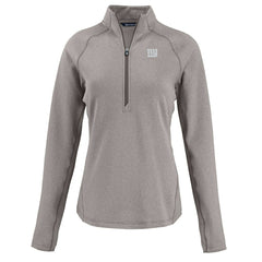 New York Giants Cutter & Buck Women's Peshastin Eco Fleece Recycled Tri-Blend Raglan Half-Zip Jacket - Heather Gray Jackets
